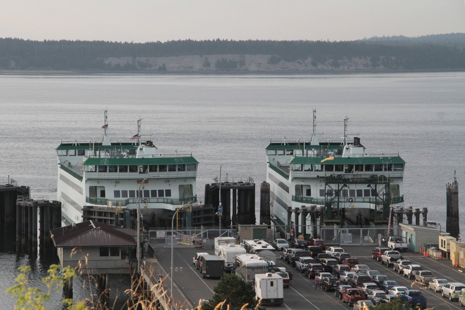 Vehicles line up at the Port Townsend-Coupeville Ferry Terminal. Tourism from the Port Townsend-Coupeville ferry is estimated to be the source of 14 percent of all jobs in Jefferson County, according to an economic study funded in part by the Port of Port Townsend.