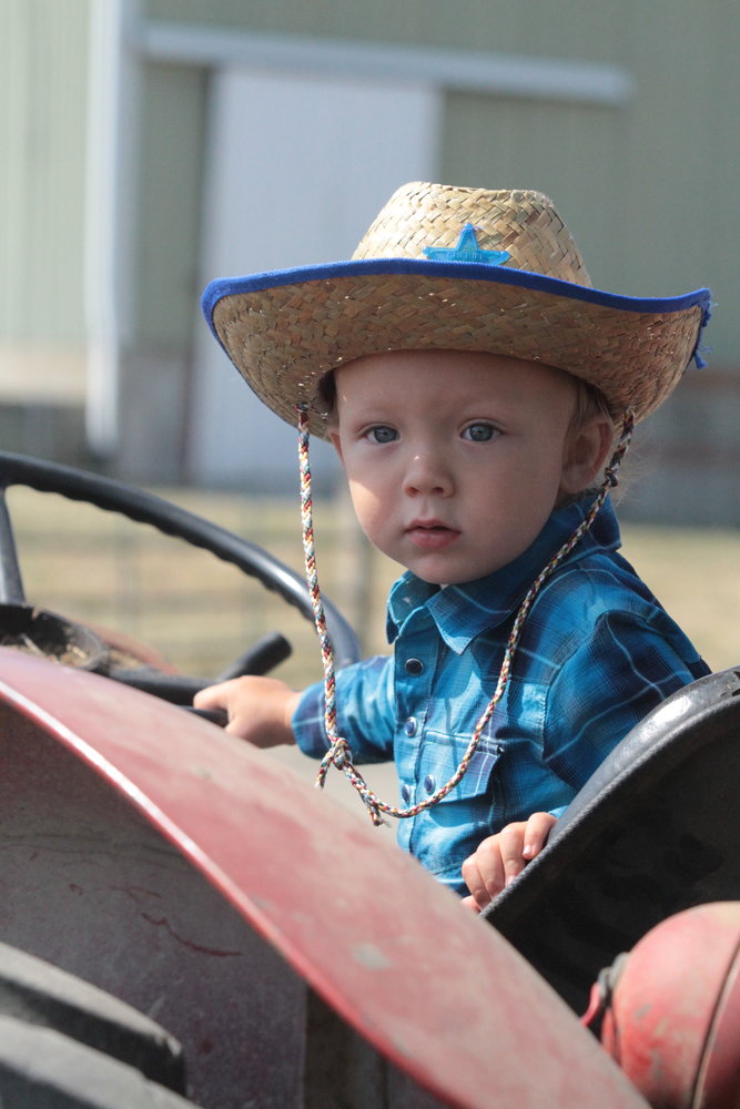 Ronan Andrews takes a seat on a tractor at the Jefferson County Fair so his parents, Lissy and Christian Andrews, can get a photo.  With the fair out of commission due to COVID the past few years, this year’s fair was the first for Ronan, who is 19 months old.