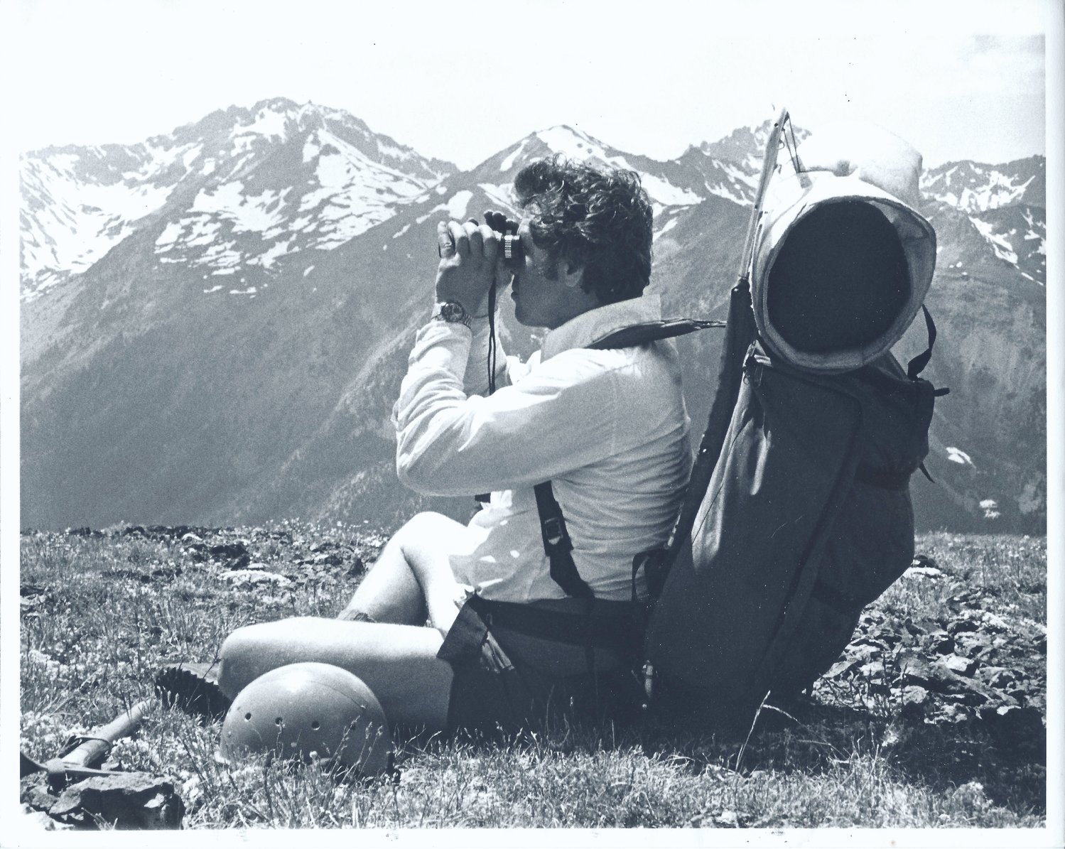 Richard Wojt takes in the mountain views on a backpacking trip in the 1980s.